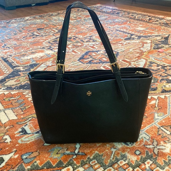 Tory Burch Handbags - Tory Burch Small Emerson Tote Bag in Black with Gold Buckles